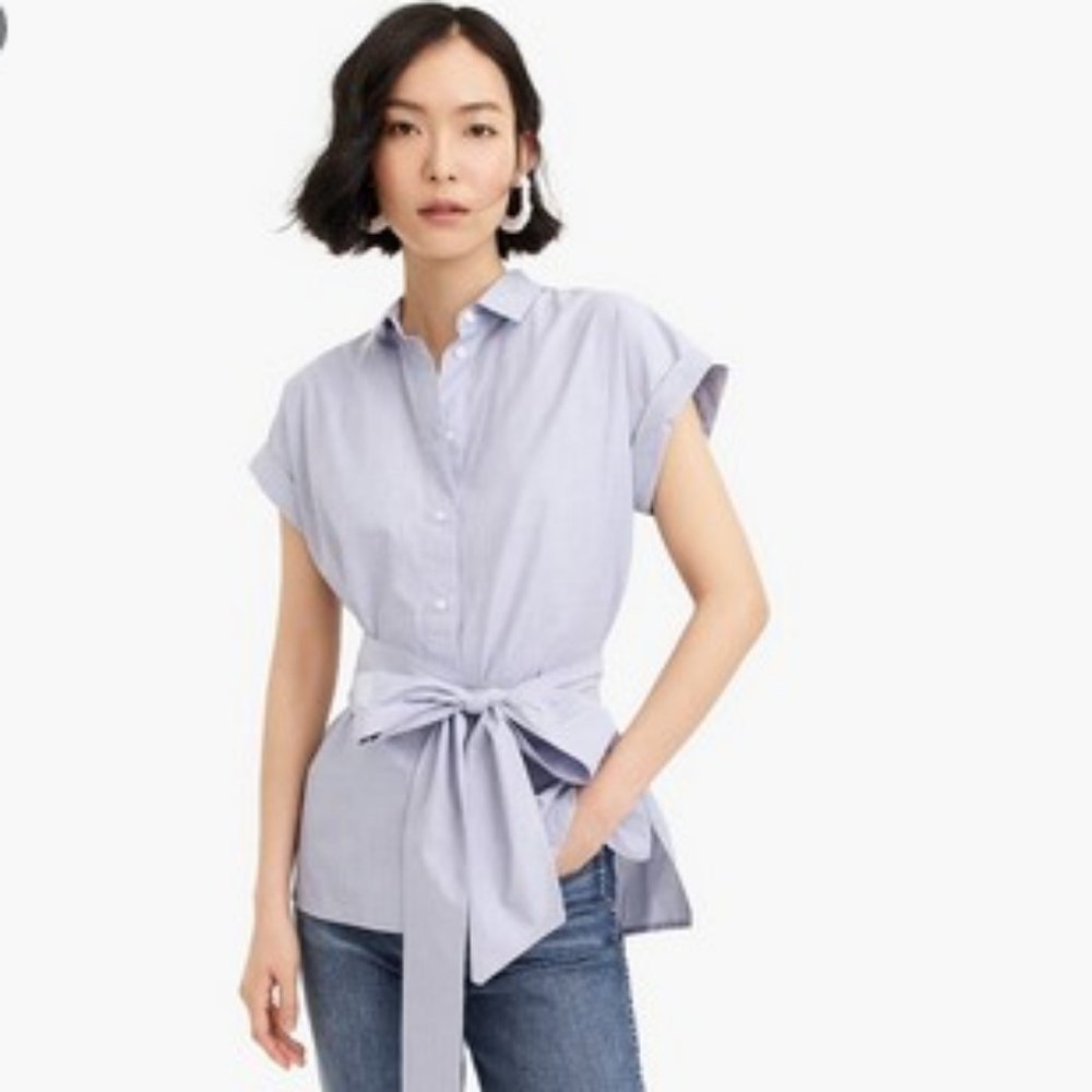 J.Crew Button Front Tie Waist Top